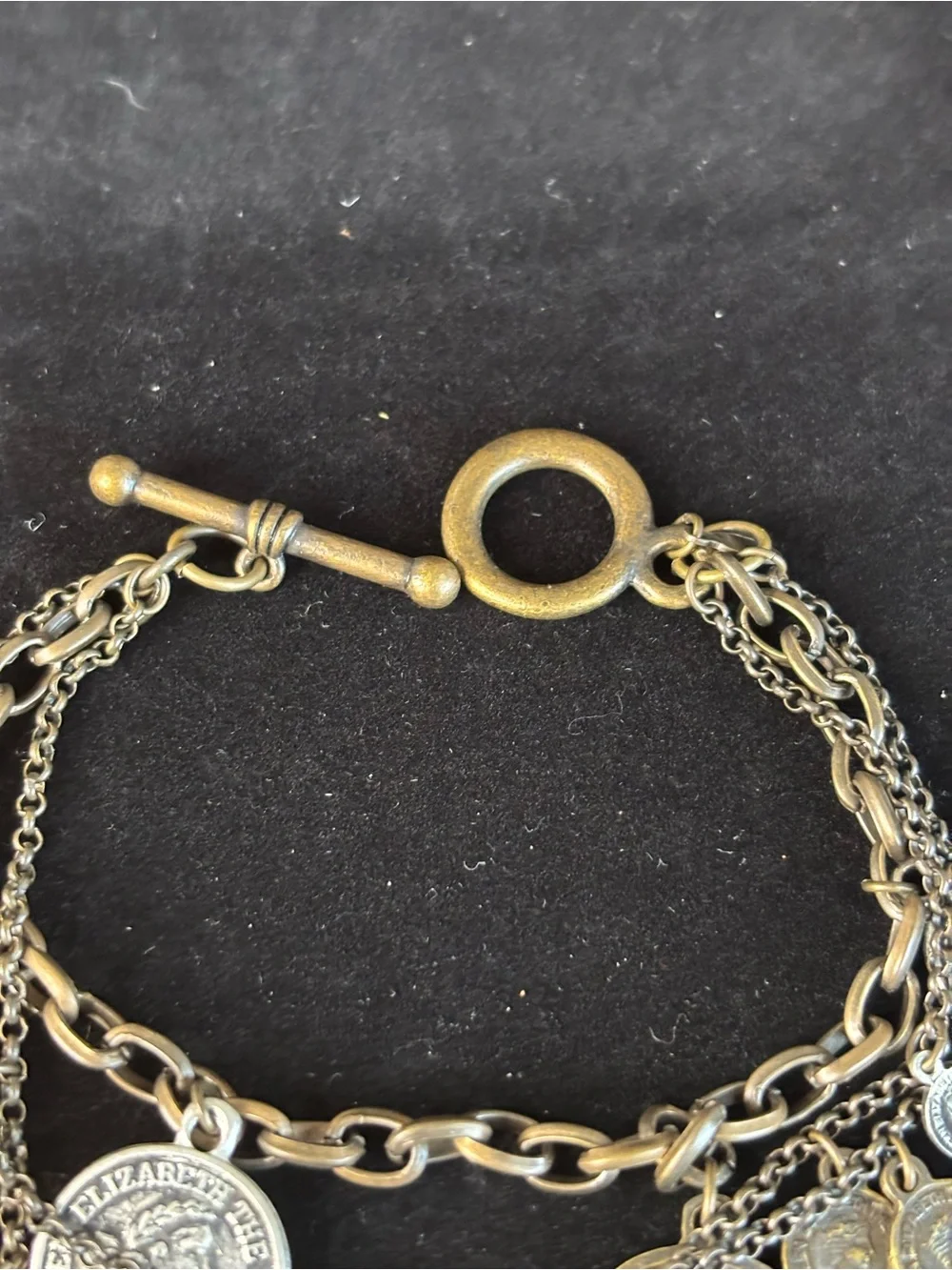 Premier Designs Mixed Brass and Silver Coin Charm Bracelet
